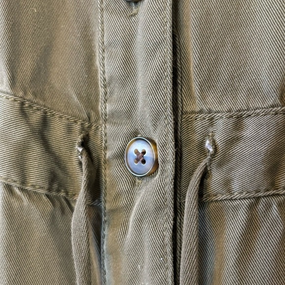 GAP Army Jacket Green Lyocell Button Down Short Sleeve Tie Waist Jumpsuit 16 - Picture 5 of 11